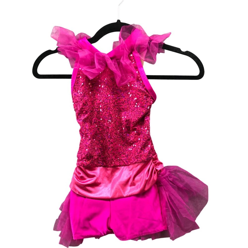 A Wish Come True Shortall Dance Costume Child SC Girls 5-7 Pink Sequin
